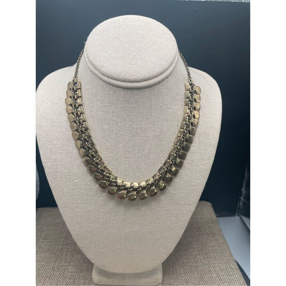 Vintage J. Crew Reversible Necklace Dark Gold Tone